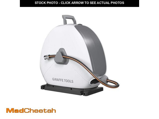 Lot 74-14467878 - *WET/DIRTY/CRACKED* Giraffe Tools Ground-Mounted Retractable Hose Reel-1/2 in.-82 ft. Light Grey SGW...