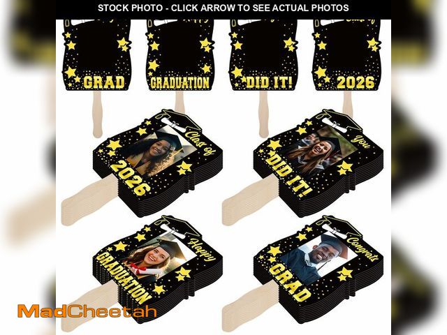 Lot 74-14206079 - Amyhill 24 Pcs 2026 Graduation Fans with Photo Personalized Graduation Fans with Handle Custom Cutou...