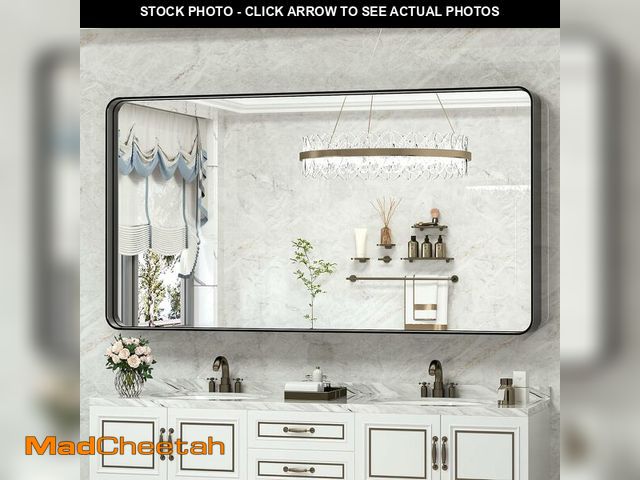 Lot 74-13071364 - TokeShimi Black Bathroom Mirror for Wall 60 x 28 in Vanity Mirror with Non-Rusting Aluminum Alloy Br...