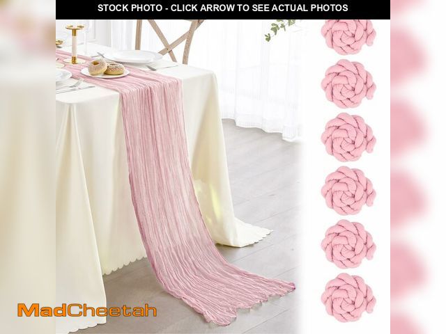 Lot 74-12975842 - Nialnant 6 Pcs Light Pink Cheesecloth Table Runner,10Ft Pink Table Runners for Wedding Bridal Shower...