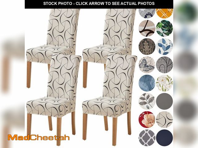 Lot 74-12701909 - HZDHCLH Beige Chair Covers for Dining Room Set of 4,Stretch Spandex Parsons Chair Slipcover 4 Pack,W...