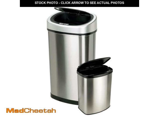 Lot 74-14344291 - (MISSING SMALL TRASH CAN) NINESTARS 13.2 Gal. and 2.1 Gal. Stainless Steel Motion Sensing Touchless ...