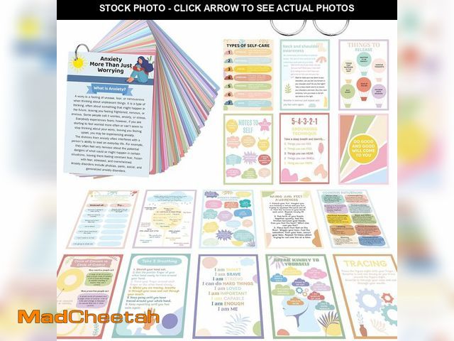 Lot 74-12678773 - Affrolling 72 Pcs Anxiety Coping Skill Cards Social Anxiety Relief &amp; Self Care Flashcard with Me...