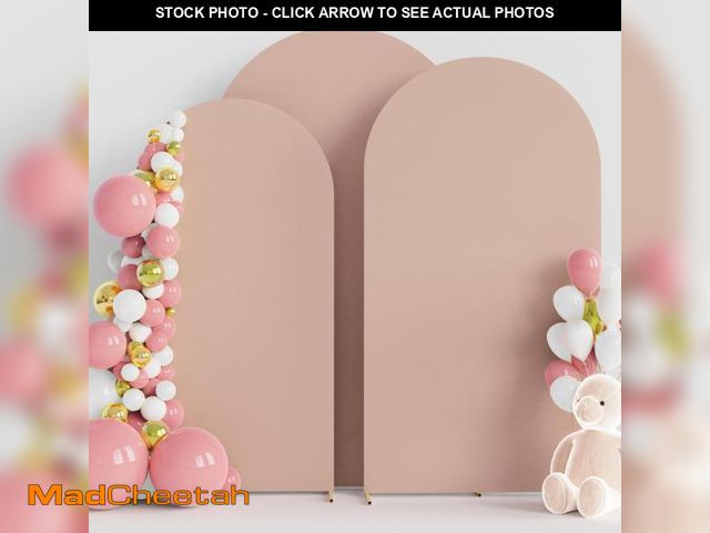 Lot 74-12222453 - Wokceer Wedding Arch Cover (7.2FT, 6.6FT, 6FT) Set of 3 Spandex Fitted Wedding Arch Stand Covers for...