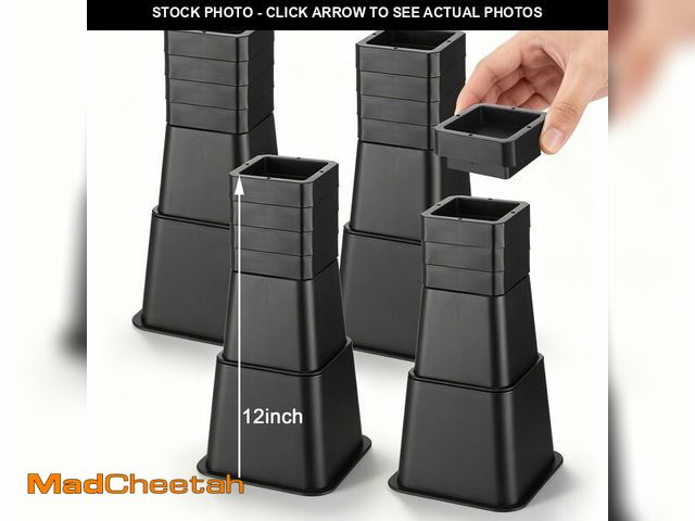 Lot 74-14301566 - Relaxweex 28 Pcs Bed Risers Heavy Duty Elevation in Heights 1-12 Inch, Adjustable Furniture Risers f...