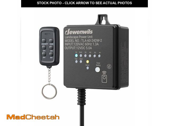 Lot 74-12971228 - DEWENWILS 60W Low Voltage Landscape Transformer with Remote Control, 120V AC to 12V DC, Dusk to Dawn...