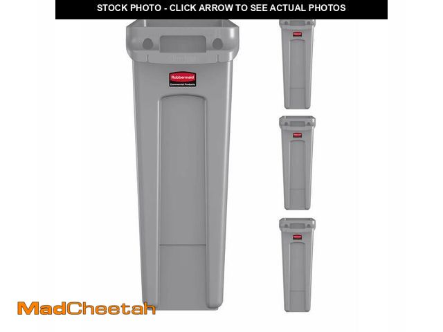 Lot 74-12569734 - Rubbermaid Commercial Products Slim Jim Trash Can Waste Bin with Venting Channels, Gray, for Kitchen...