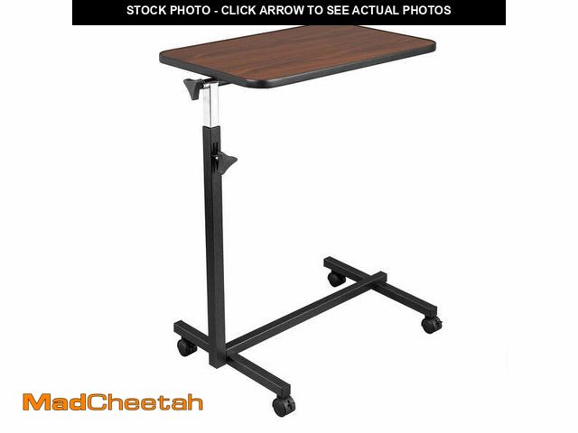 Lot 74-12836544 - Ktaxon Adjustable Lap Desk Overbed Bedside Table with Wheels for Home Office, Wood Grain - USED