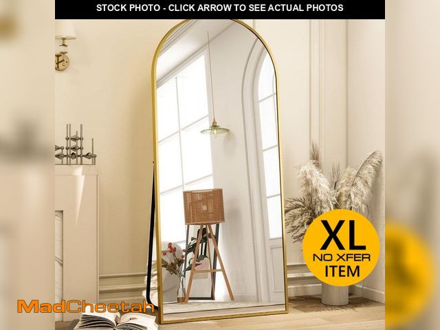 Lot 74-12673515 - XRAMFY 30 in. W x 70.8 in. H Arched Gold Aluminum Alloy Framed Full Length Mirror Standing Floor Mir...