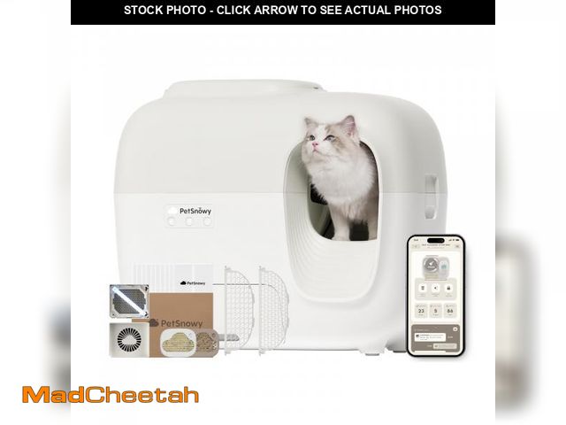 Lot 74-12387699 - PetSnowy Self-Cleaning Automatic Cat Litter Box with Odor Control TiO2 System, Robot Litter Box with...