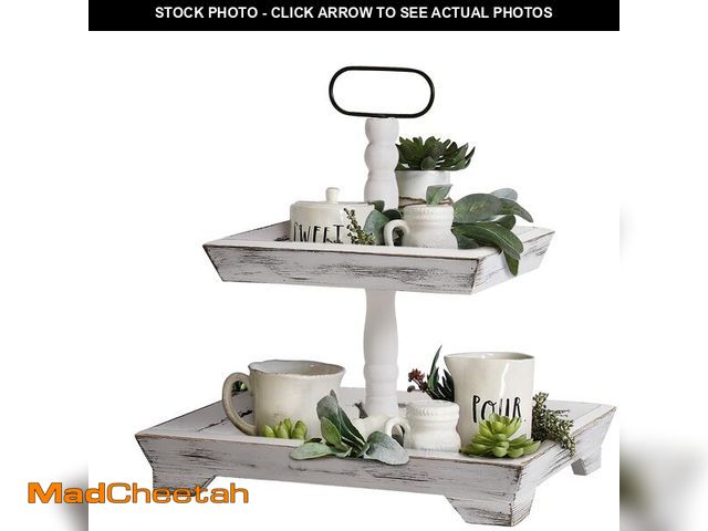Lot 74-13720493 - Tiered Tray Stand Farmhouse Tiered Tray for Decors Holder 2 Tiered Tray Stand for Kitchen Bedroom En...