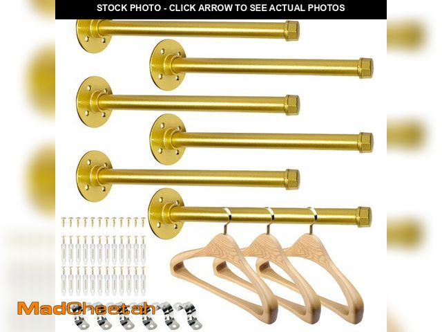 Lot 74-14051755 - Pintuson 6 Pcs Industrial Pipe Clothes Bar 12 Inch - Wall Mount Clothing Rack - Face Out Closet Rods...