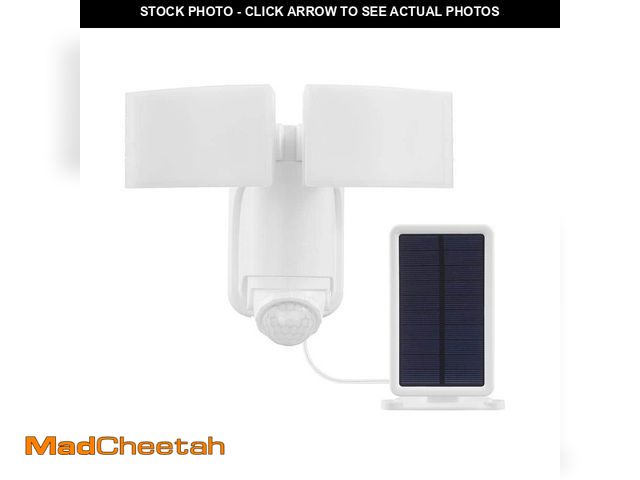 Lot 74-12745602 - Defiant 180ÃÂ° White Motion Sensing Security Light Solar Powered Outdoor 2-Head LED Flood Light 140...