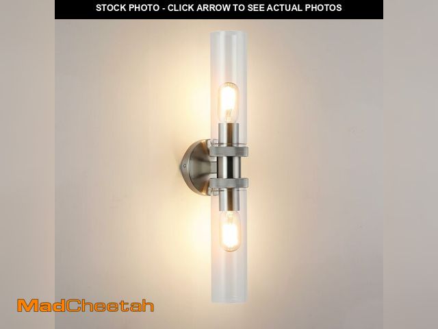 Lot 74-13624235 - ECOBRT 2 Light Bathroom Vanity Light Brushed Nickel, Bathroom Light Fixtures Side Mirror, Vintage Wa...