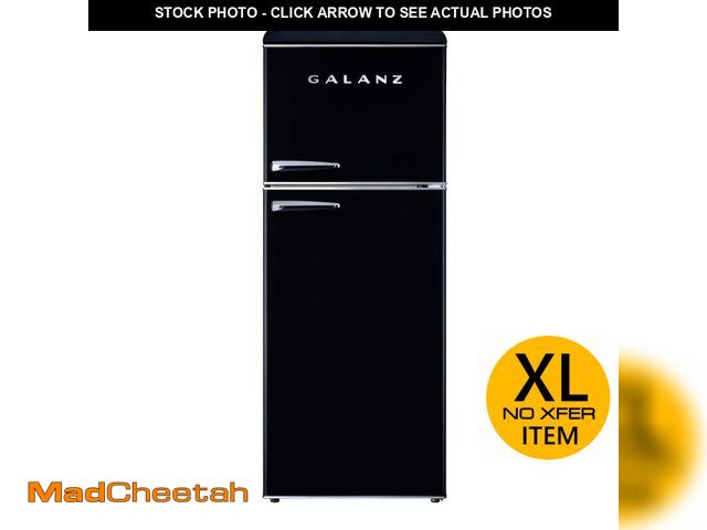 Lot 74-12553832 - 10 cu. ft. Retro Frost Free Top Freezer Refrigerator in Black, Energy Star - UNUSED