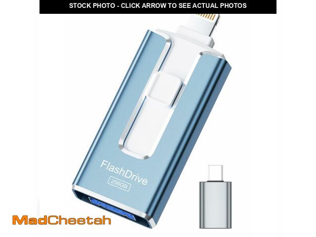 Lot 74-14382962 - MFi Certified Flash Drive for iPhone iPad 256GB, Photo Stick for External Memory Storage, Easily Bac...