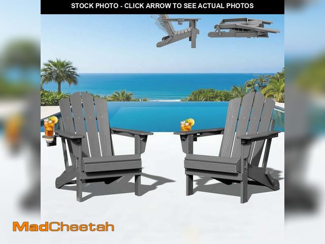 Lot 74-14436254 - KINGYES Folding Adjustable Adirondack Chairs Set of 2, All Weather Use Reclining Adirondack Chair, H...