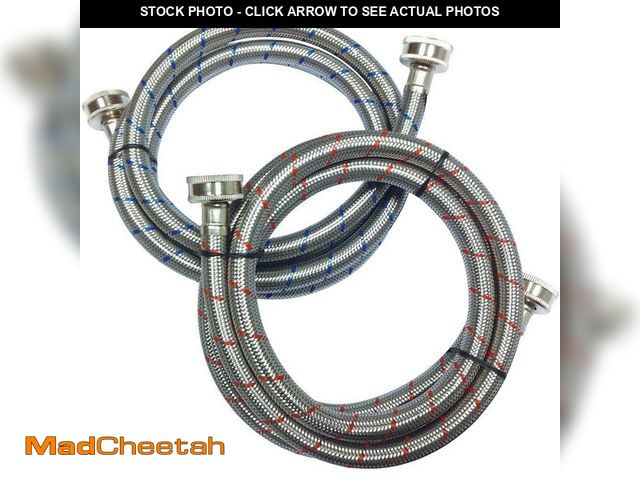 Lot 74-13785573 - Everbilt 3/4 in. FHT x 3/4 in. FHT x 60 in. Stainless Steel Washing Machine Supply Line (2-Pack) - U...