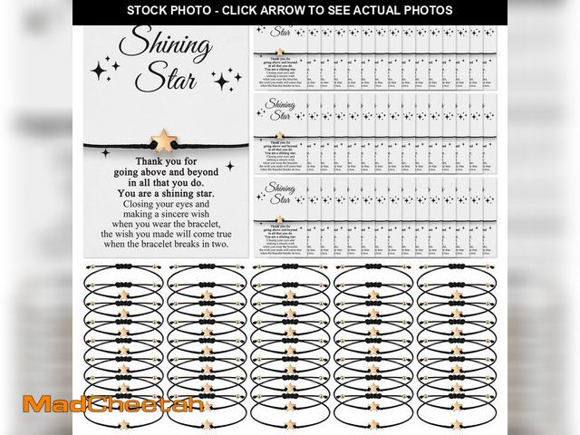 Lot 74-13959184 - Colarr 50 Sets Star Gifts Wish Bracelets Bulk Inspirational Teacher Appreciation Thank You Gift Adju...