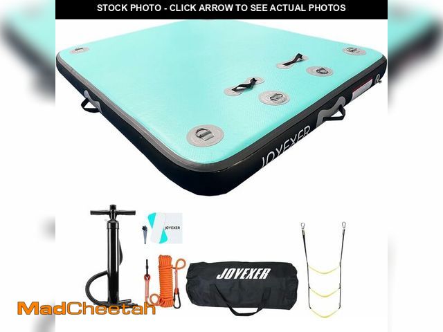 Lot 74-13709835 - Inflatable Floating Dock, 8 x 6ft Air Dock Platform, Island Raft Mat with Rope Ladder &amp; Non-Slip...