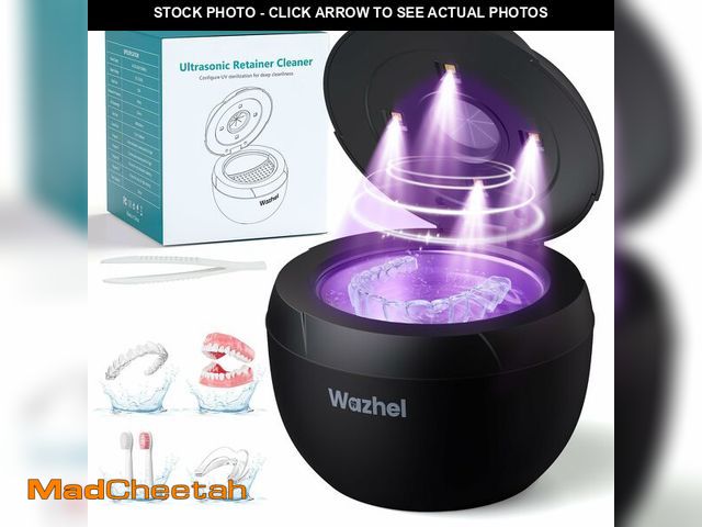 Lot 74-14215054 - Wazhel Ultrasonic Retainer Cleaner Machine, 45kHz Dental Cleaning Pod for Denture, Mouth Guard, Nigh...