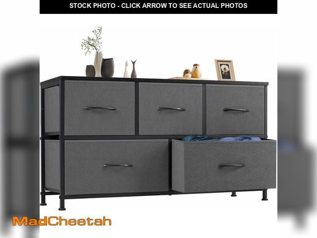 Lot 74-13844740 - OLIXIS Dresser for Bedroom with 5 Drawers, Wide Chest of Drawers, Fabric Bedroom Dresser with Drawer...