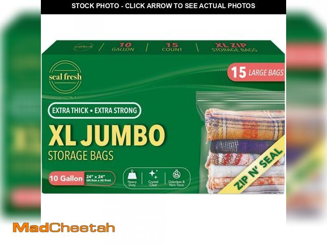 Lot 74-12125402 - Seal Fresh 10 Gallon Large Plastic Storage Bags Ã¢â¬â 24" x 24" (15 Count) Ã¢â¬â Reusuable XXL...