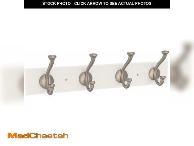 Lot 74-13844549 - Franklin Brass Casual Farmhouse Wall Mounted Pure White 16 in. Coat Rack, 4 Nickel Hooks, B48504K-PM...