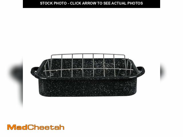 Lot 74-13045834 - GraniteWare Open Rectangular Roaster with V-Rack 319866 - UNUSED