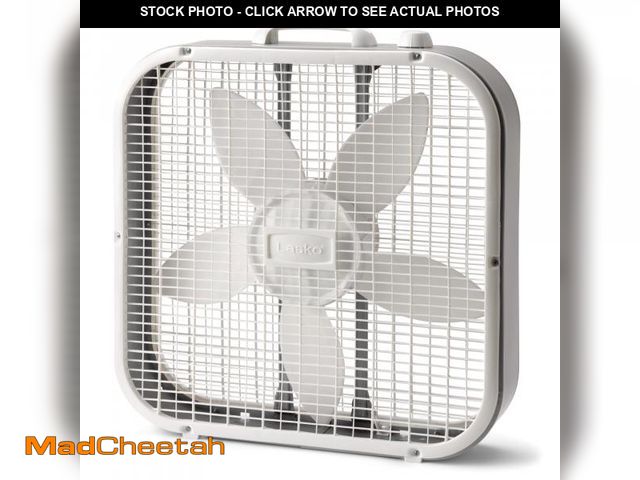 Lot 74-12527652 - Lasko 20" Classic Box Fan with Weather-Resistant Motor, 3 Speeds, 22.5" H, White, B20200, New - USED