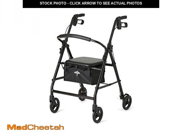 Lot 74-12396825 - Medline Steel Rollator Walker for Adult Mobility Impairment, Black, 300 lb. Weight Capacity, 6" Whee...