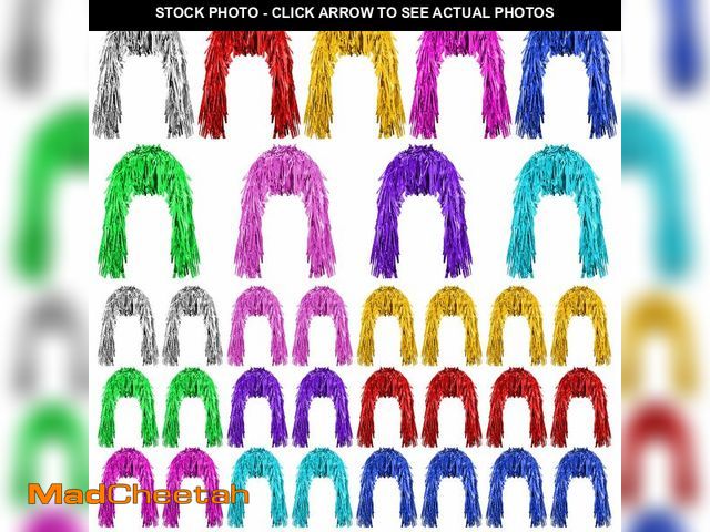 Lot 74-13715124 - Geyoga 24 Pcs Foil Tinsel Wigs Fancy Dress Metallic Shiny Wig 80s Photo Booth Props Disco Women Cosp...