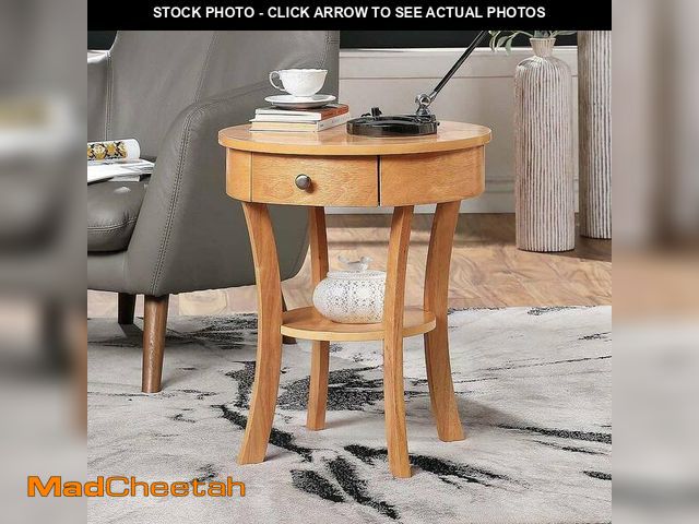 Lot 74-13048599 - Convenience Concepts Classic Accents Schaffer 20 in. Natural 24 in. Round Wood End Table with Drawer...