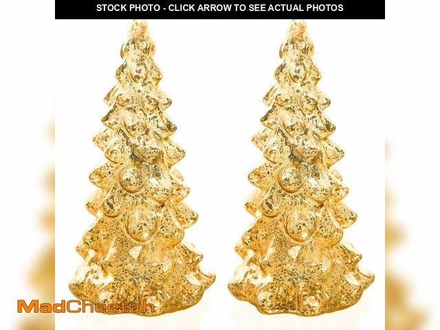 Lot 74-14386580 - vskikris Set of 2 Mercury Glass Christmas Tree Set Gold Glass Christmas Trees Collectible Figurines ...
