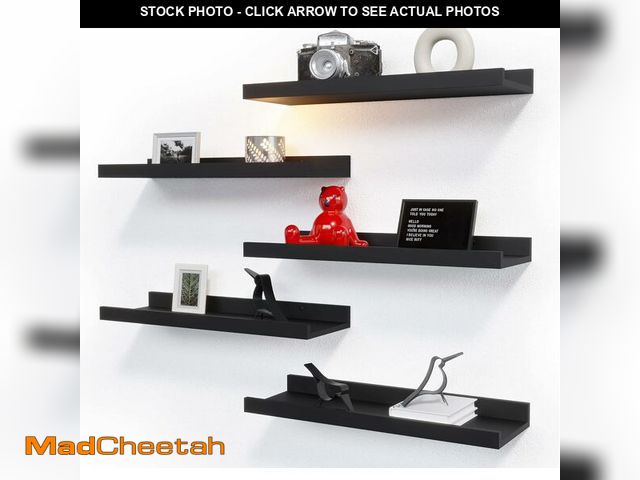 Lot 74-13719270 - RICHER HOUSE 5 Set Floating Wall Mounted Shelves, Black Shelves for Wall Decor, Modern Picture Ledge...