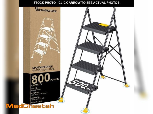 Lot 74-13698376 - Step Ladder Foldable Folding Stool - for Home Adults Kitchen 4 Stepping Extension Tall Heavy Duty wi...