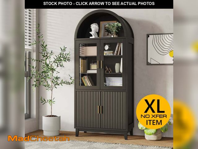 Lot 74-13146264 - VEANERWOOD 71" Tall Arch Cabinet, Wood Fluted Kitchen Kitchen Storage Cabinet with 4 Doors and 6 She...