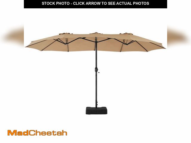 Lot 74-12891953 - edx 15ft Patio Umbrellas (Base Included), Large Outdoor Double-Sided Rectangle Market Umbrella with ...