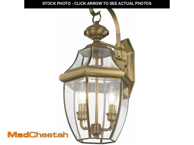 Lot 74-12573866 - Livex Lighting 2251-01 Monterey 2 Light Outdoor Antique Brass Finish Solid Brass Wall Lantern with C...