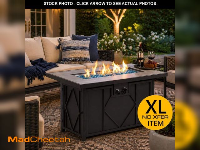 Lot 74-14115386 - HeatMaxx 42 in. 60,000BTU Fire Pit Propane Gas Fire Pit Table Rectangular Tabletop - UNUSED