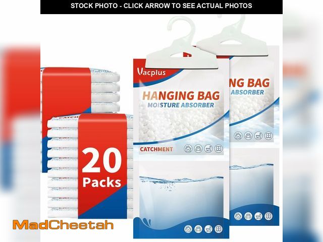 Lot 74-12882975 - Vacplus Moisture Absorbers Packets, Fragrance Free 20 Pack, Humidity Packs, Dessicant Packets, Hangi...