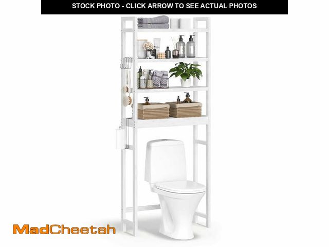 Lot 74-12834934 - 4-Tier Over The Toilet Storage Bamboo Over Toilet Shelf Bathroom Storage Organizer with Adjustable S...