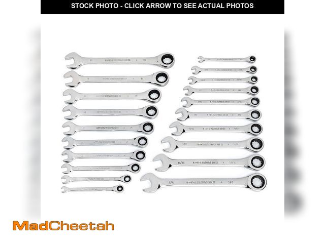 Lot 74-14558892 - GEARWRENCH 20-Piece SAE/Metric 12-Point Ratcheting Combination Wrench Set - UNUSED