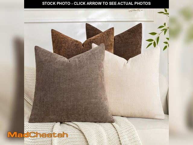 Lot 74-14295932 - Cozoomy Set of 4 Soft Textured Throw Pillow Covers 18x18 Inch Cozy Decorative Farmhouse Cushion Cove...