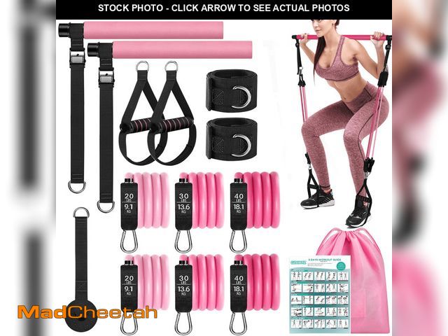 Lot 74-14434674 - Pilates Bar Kit with Resistance Bands,Pilates Bar with Stackable Bands Workout Equipment for Legs,Hi...