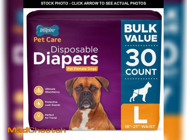 Lot 74-12216976 - Inspire Pet Care Dog Diapers Female Dogs | Bulk Value Doggie Incontinence, Accidents, for Heat, Pee ...
