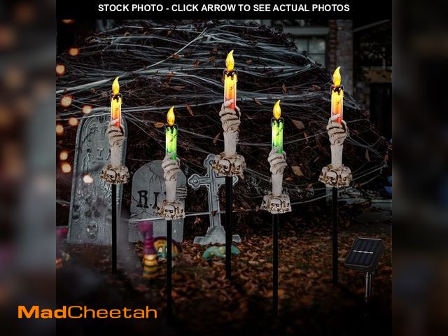 Lot 74-12701956 - ILLUMINEW Halloween Pathway Lights, 5 Pack Candle Skull Hand Candle Holder, Waterproof Solar Hallowe...