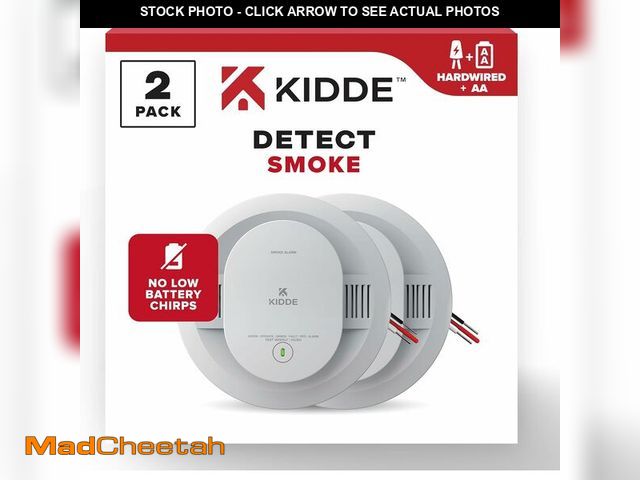Lot 74-13626603 - Kidde Hardwired Smoke Detector, AA Battery Backup, Interconnectable, LED Warning Light Indicators, 2...