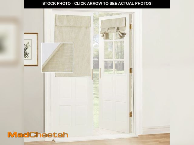 Lot 74-12458724 - RYB Home 100% Blackout Door Curtains for Classroom, Linen Textured Privacy Easy Blinds Shades for Na...