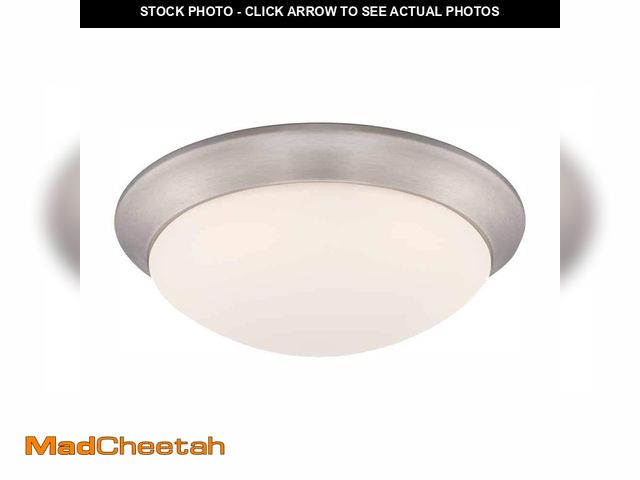 Lot 74-12745806 - Hampton Bay Stetson 11 in. Transitional Brushed Nickel 5 CCT Integrated LED Flush Mount with Frosted...